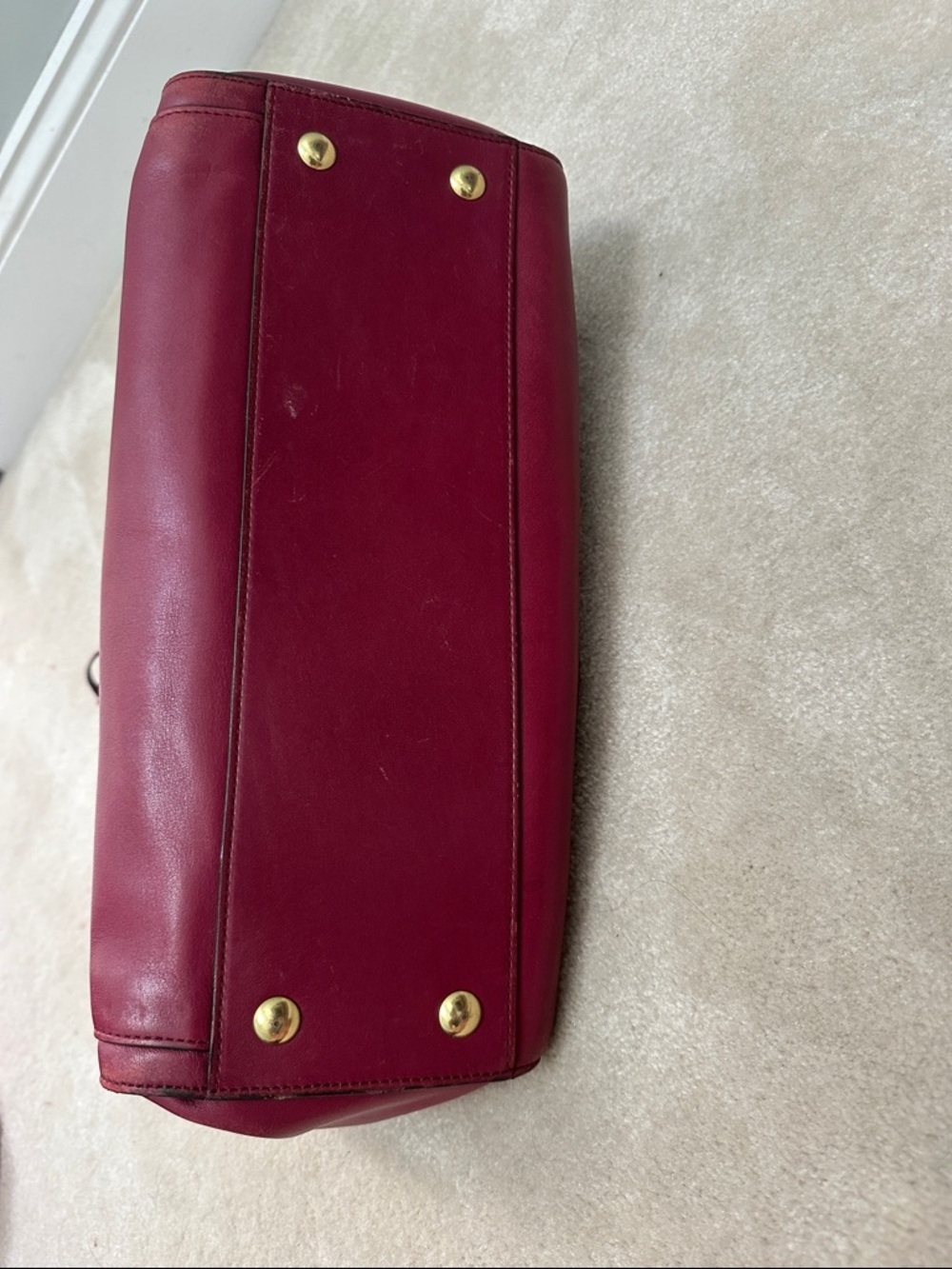 Coach Wine Leather Satchel with Tassel and Gold Turn-Lock - Picture 4 of 5